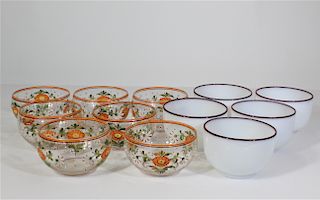(2) Sets of Italian Glass, Opaque and Hand Painted