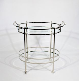 Two Tier Chrome & Glass Serving Cart on wheels