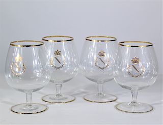(4) Crystal Glasses with Gold Accents