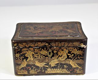 Antique Chinese Gilt Lacquer Tea Caddy
