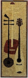 Mid Century Mosaic Panel of Musical Instruments