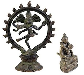 Bronze Dancing Shiva Sculpture & Buddha