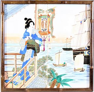 Japanese Painted Tiles, Signed