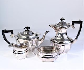 19th C. William Adams Silver English Tea Set