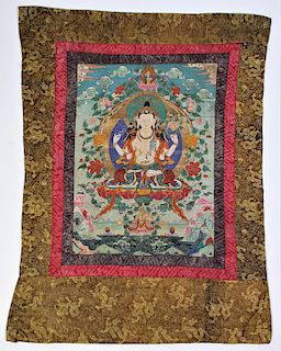 Early Hand Painted Thangka on Silk