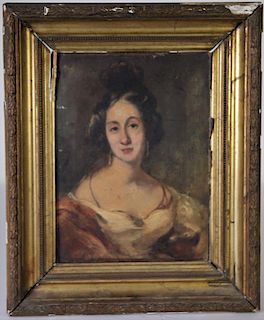 19th C. Oil on Canvas, Portrait of a Lady