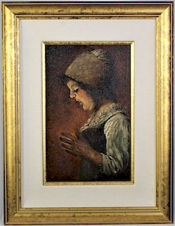 Oil on Board, Portrait of a Girl