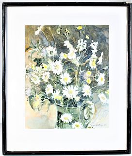 Jim Detlef (20th C.) Watercolor, Daisies