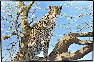 O/P Extraordinary Painting of Jaguar in a Tree