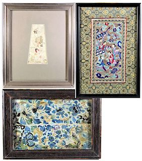 Three (3) Chinese Framed Embroideries