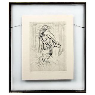 Federico Cantú. "Cartujo" Firmado. Grabado (buril), 49/100. Enmarcado. 40 x 30 cm