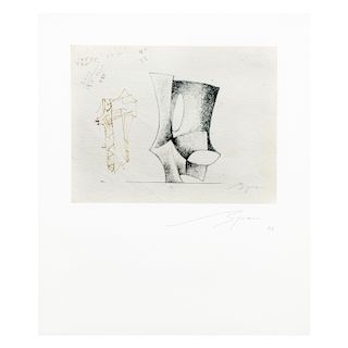 BYRON GÁLVEZ. Sin título. Firmada. Electrografía, E/E. Enmarcada. 14 x 18 cm