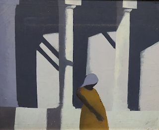 Rodney. Signed oil On Canvas "Barclays Columns"