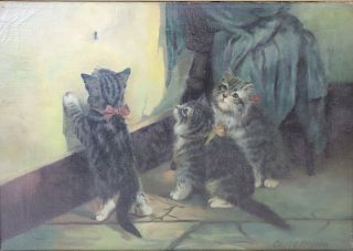 Carl G Ericson Signed Oil On Canvas Cat.