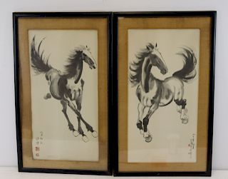 2 Signed Asian Horse Prints.