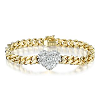 UnoAErre Diamond Heart Bracelet, Italian