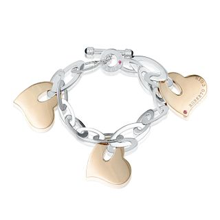 Roberto Coin Chic and Shine Three Heart Charm Link Bracelet