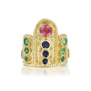 Lalaounis Multi-Colored Gemstone Crown Ring