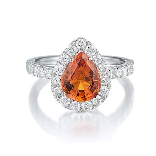 Orianne Orange Sapphire and Diamond Ring