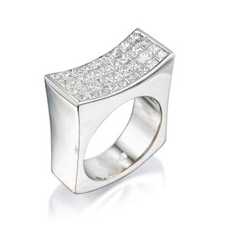Invisibly-Set Diamond Ring