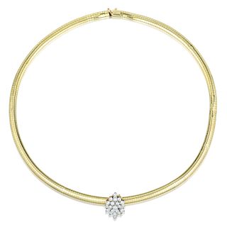 Diamond Cluster Pendant Necklace, Italian
