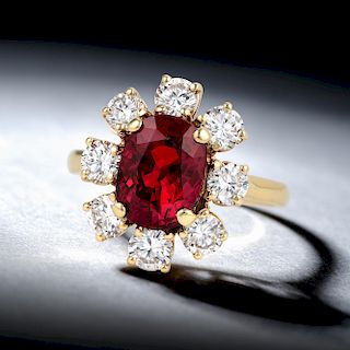 5.16-Carat Very Fine Ruby and Diamond Ring