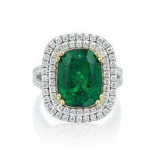 4.94-Carat Emerald and Diamond Ring