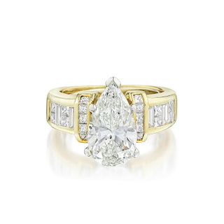4.01-Carat Pear-Shaped Diamond Ring