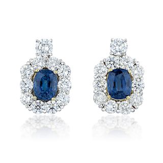 Unheated Sapphire and Diamond Earrings