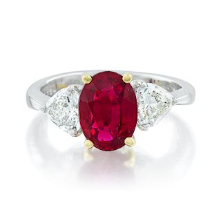 2.57-Carat Burmese Ruby and Diamond Ring