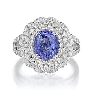 Orianne 3.27-Carat Unheated Sapphire and Diamond Ring