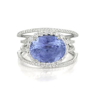 Orianne 6.72-Carat Unheated Sapphire and Diamond Ring