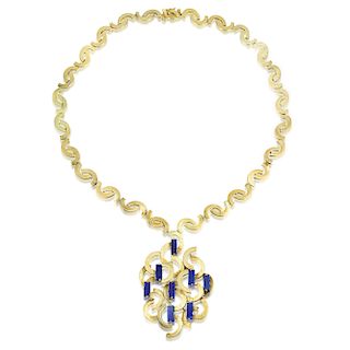 Lapis Lazuli Large Oblong Pendant Necklace