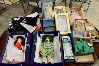 Group of vintage dolls, story book, Effanbee, etc.
