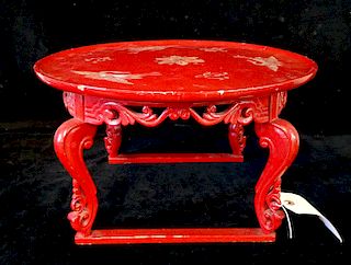 CHINESE LACQUER TABLE WITH MOTHER OF PEARL INLAY