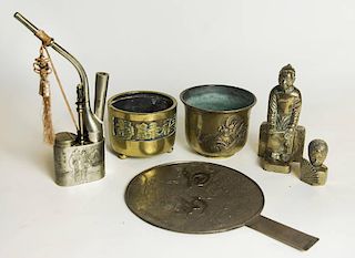 6 Brass and Metal Asian Asst. Items