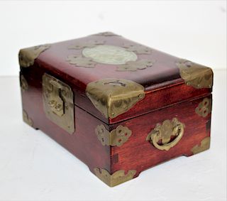 Rosewood Jewelry Box w/Jade Inlay