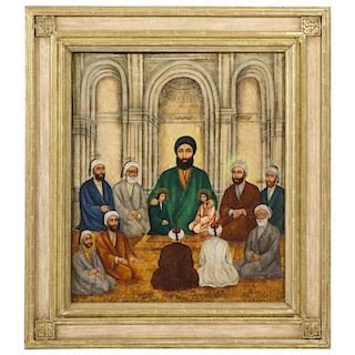 Extremely Fine and Rare Islamic Qajar Portrait Painting of Prophet Mohammad