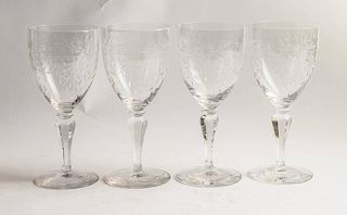 Set of 4 Cut Crystal Wine Goblets