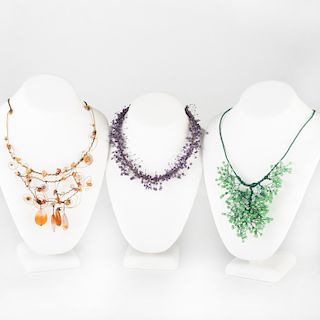 Three Bead and Wire Necklaces