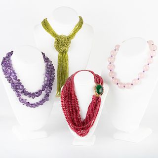Miscellaneous Group of Four Beaded Necklaces
