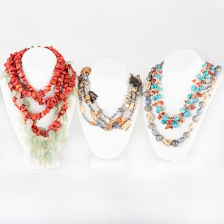 Group of Five Miscellaneous Beaded Necklaces