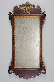 RARE CHIPPENDALE AMERICAN MAHOGANY AND POPLAR LOOKING GLASS,
 American, New York or possibly Philadelphia, circa 1770-1785
