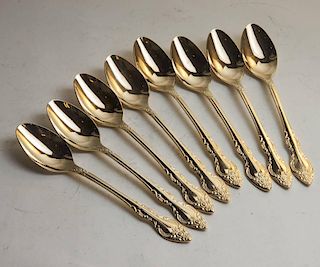 Set of 8 Gold Plated Rogers Spoons