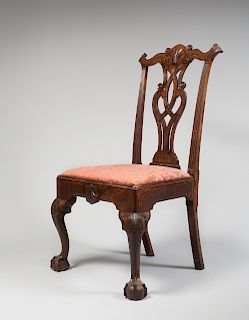 IMPORTANT CHIPPENDALE SHELL AND VOLUTE-CARVED MAHOGANY SIDE CHAIR, 
Philadelphia, circa 1765

