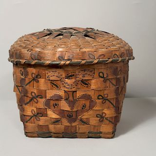 COVERED BASKET WITH POLYCHROME DESIGN 