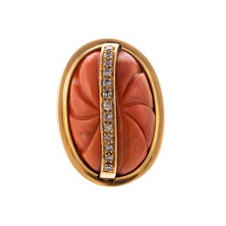 A Coral & Diamond Cocktail Ring in 18K