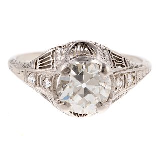 An Art Deco Filigree Diamond Ring in 14K
