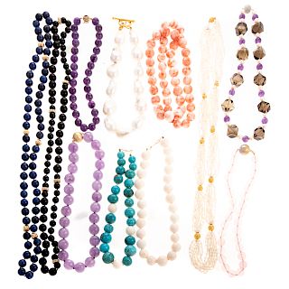 A Collection of Gemstone and Pearl Necklaces
