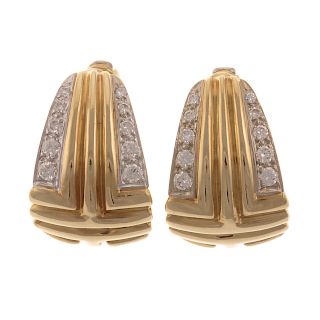 A Pair of Diamond & 18K Earrings by R. Stone